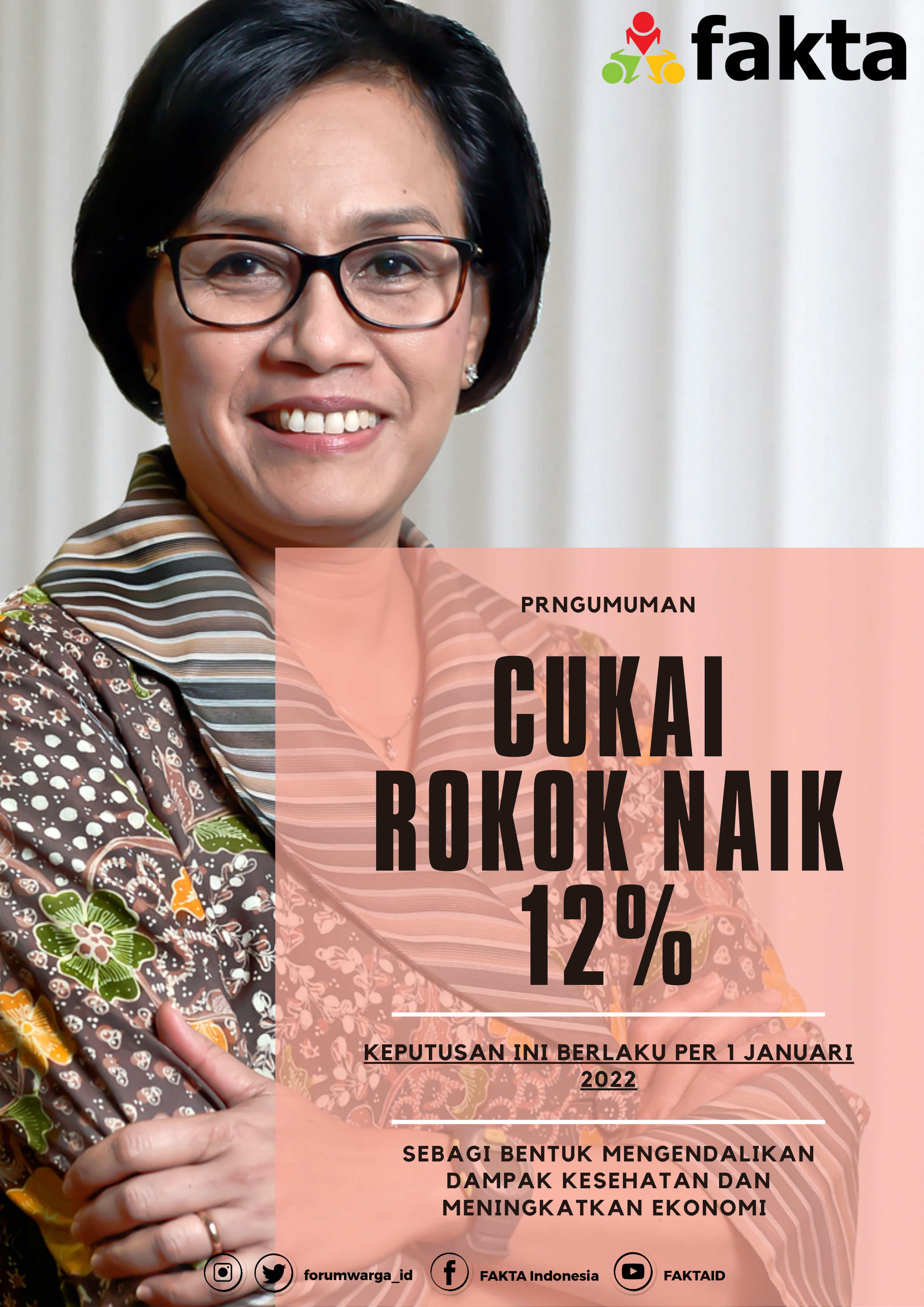 13 Desember 2021 Menteri Keuangan Republik Indonesia Mengumumkan Besaran Tarif Cukai Di Tahun 2022