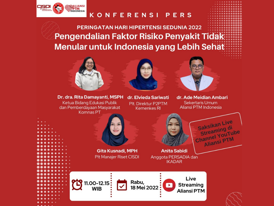 Konferensi Pers Peringatan Hari Hipertensi Sedunia 2022: Pengendalian Faktor Risiko Penyakit Tidak Menular (PTM) untuk Indonesia yang Lebih Sehat