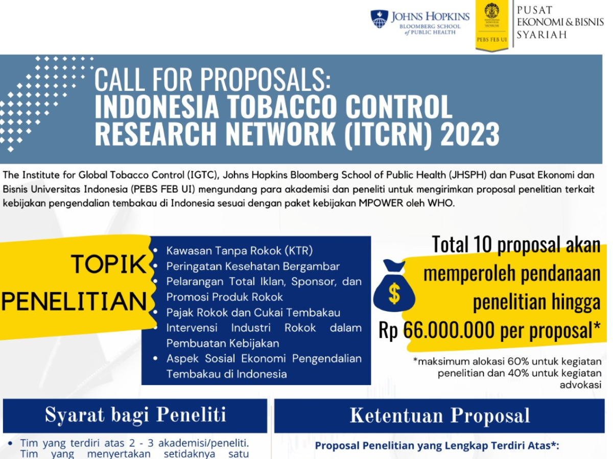 CALL FOR PROPOSALS “INDONESIA TOBACCO CONTROL RESEARCH NETWORK (ITCRN) 2023