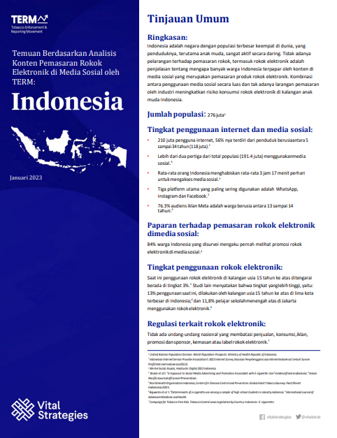Temuan Berdasarkan Analisis Konten Pemasaran Rokok Elektronik di Media Sosial oleh TERM: Indonesia